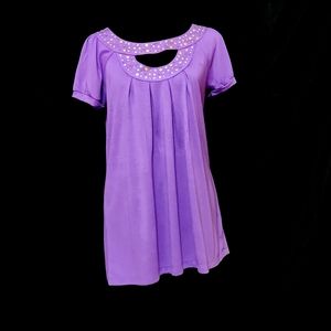 Lena purple blouse sz. M with front metallic beads